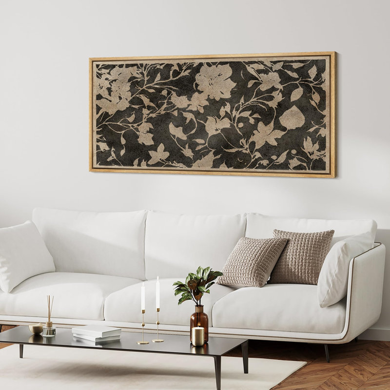 Rustic Floral Print, 30" H x 60" W, Natural