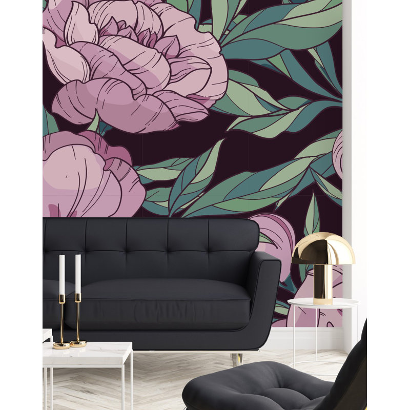 Floral Wall Mural, 8.33' W x 8.33' L