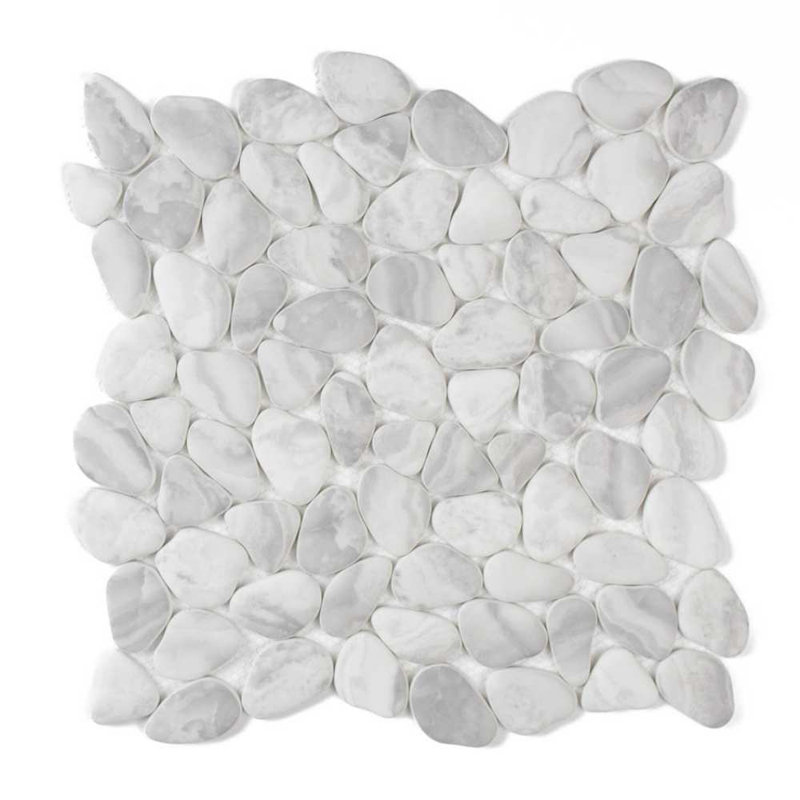Huron Glass Pebbles Mosaic Tile, Glacier
