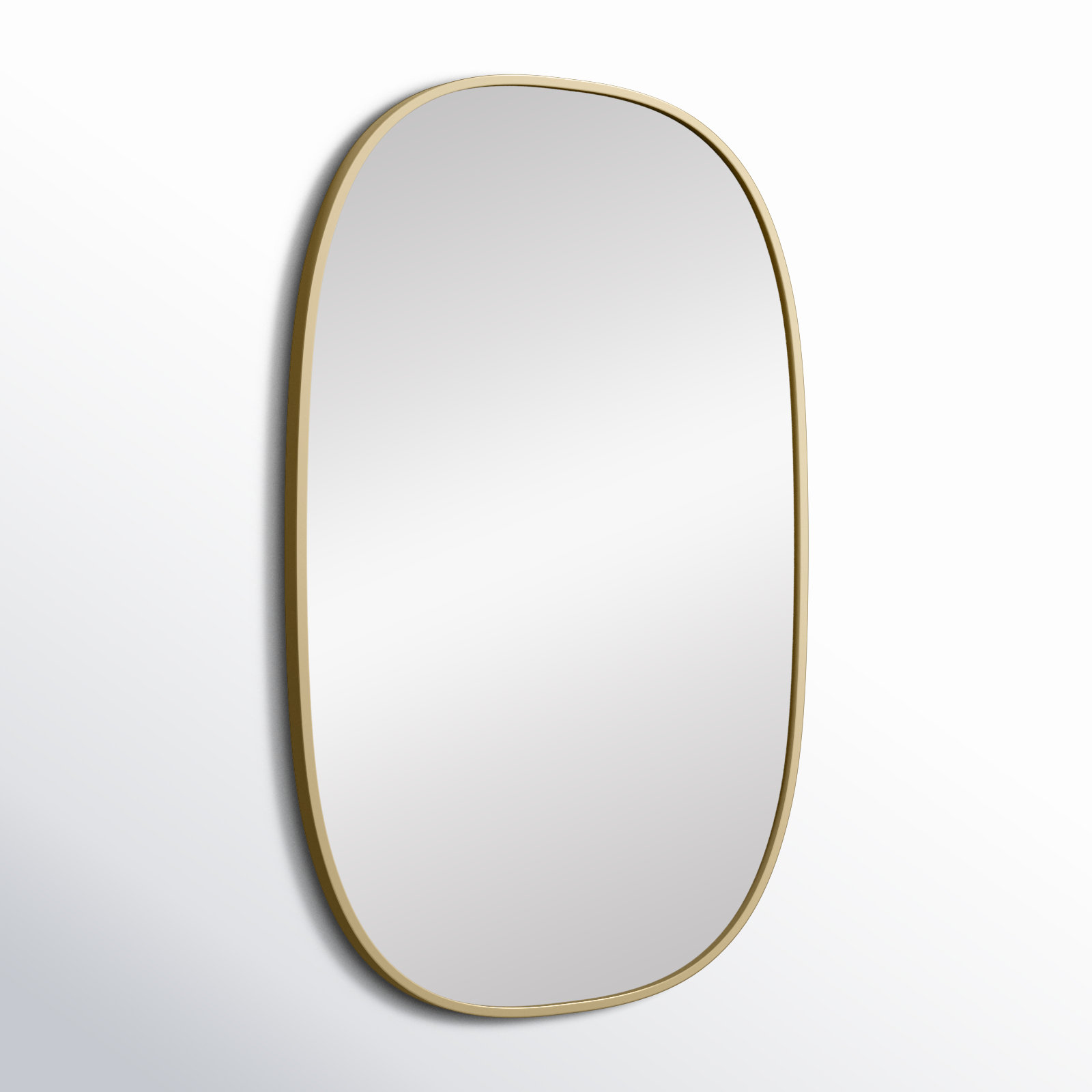 Sabine Metal Curved Oval Wall Mirror, Brass, 40" x 27"