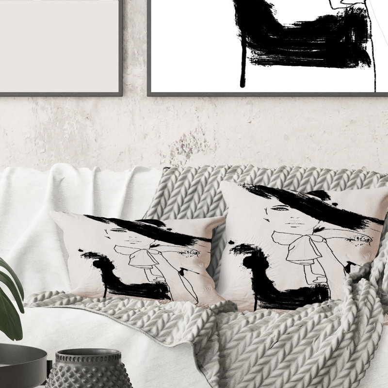 Magnifique housse de coussin carré et insert pour femme, 18" x 18"