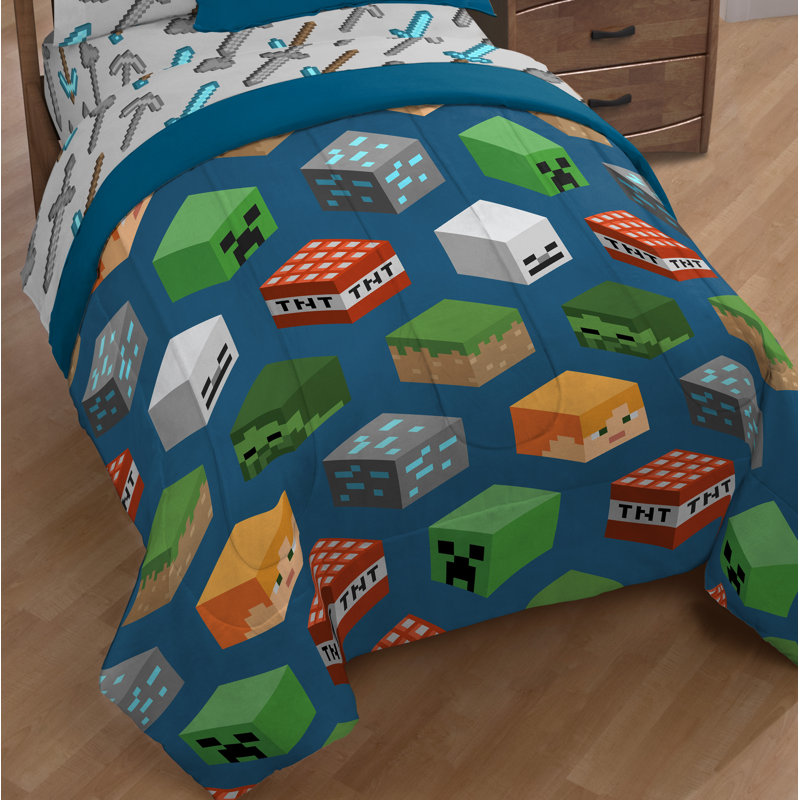Minecraft Isometric Characters Single Reversible Comforter, Twin