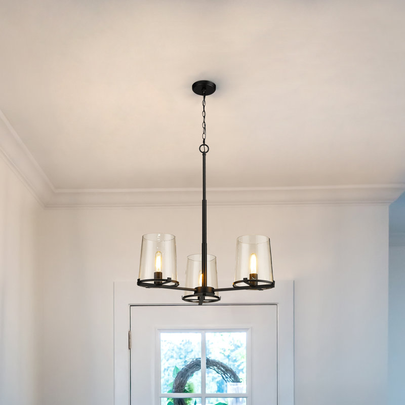 Lustre 3 lumières Asine, Noir mat