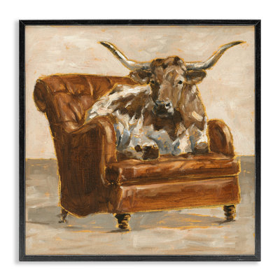 «Abstract Bull Livingroom Chair Brown Orange» par Ethan Harper, reproduction d'art graphique