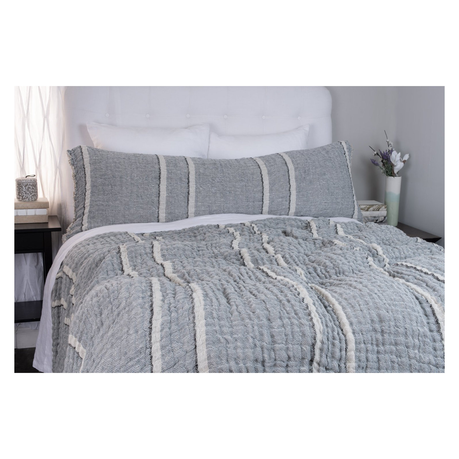 Daline 100% Linen Coverlet, Limestone