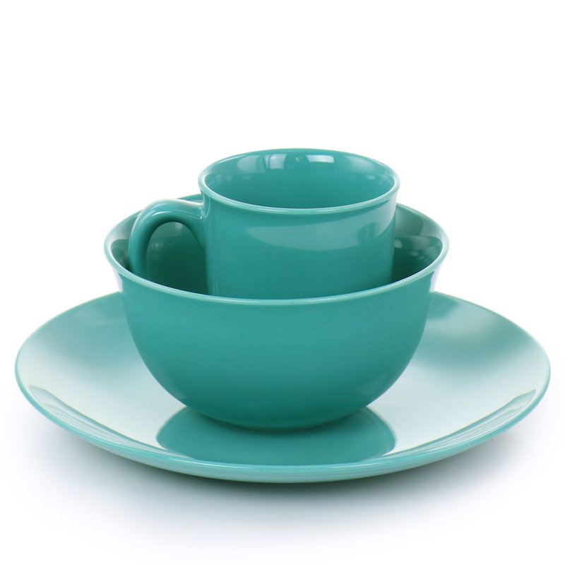 Hugoton Piece Stoneware Dinnerware Set - Service for 4, Teal Green