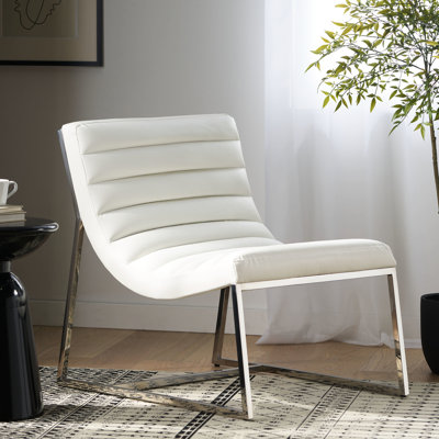Fashionable White Leather Occasional Chair With Attractive And Legs Elegant Leg Detailing, Enhances Appearance