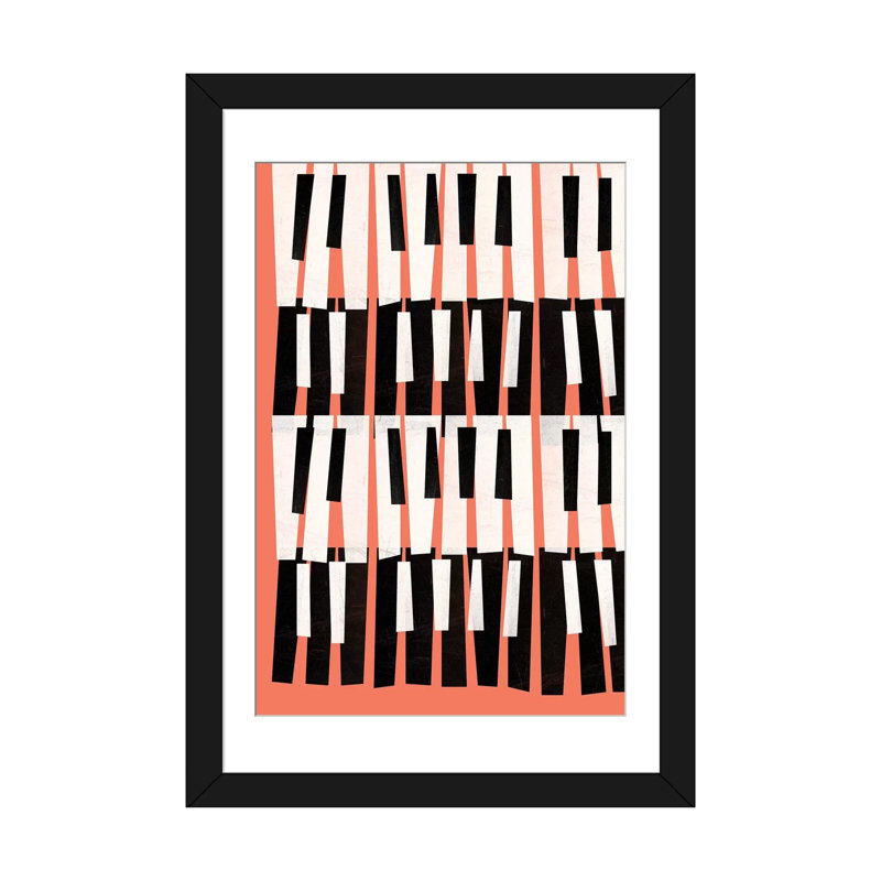 «Piano Sounds», impression sur toile, H 24 po x l 16 po x P 1 po, Papier d'art encadré noir, Blanc