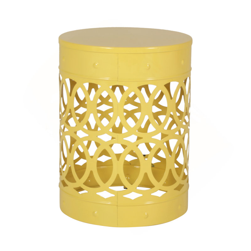 Outdoor Metal S/2 End Table, Yellow, Yellow, Yellow