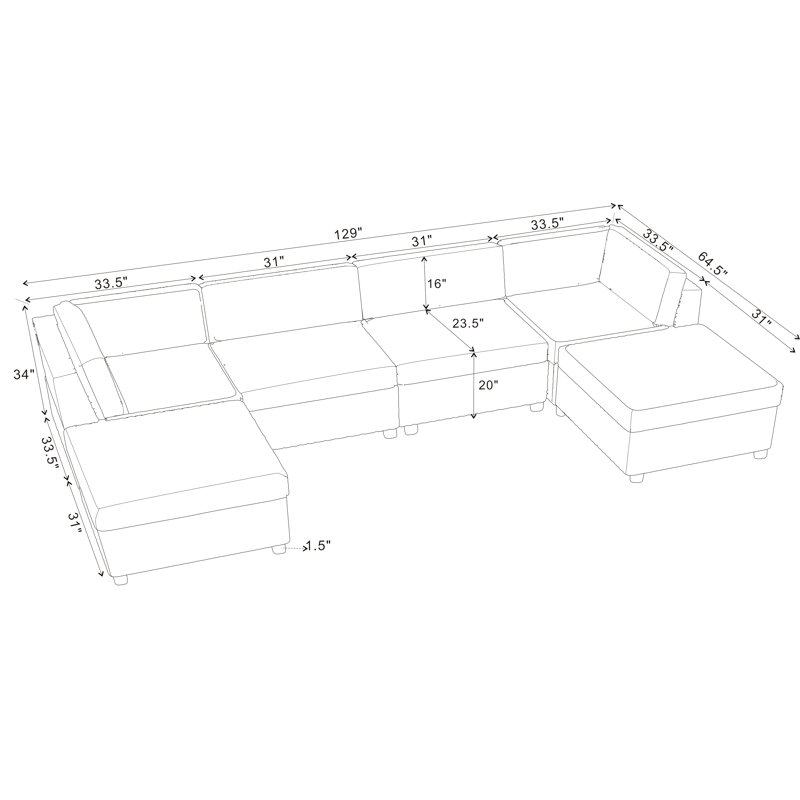 Canapé modulaire en velours côtelé, Rouge