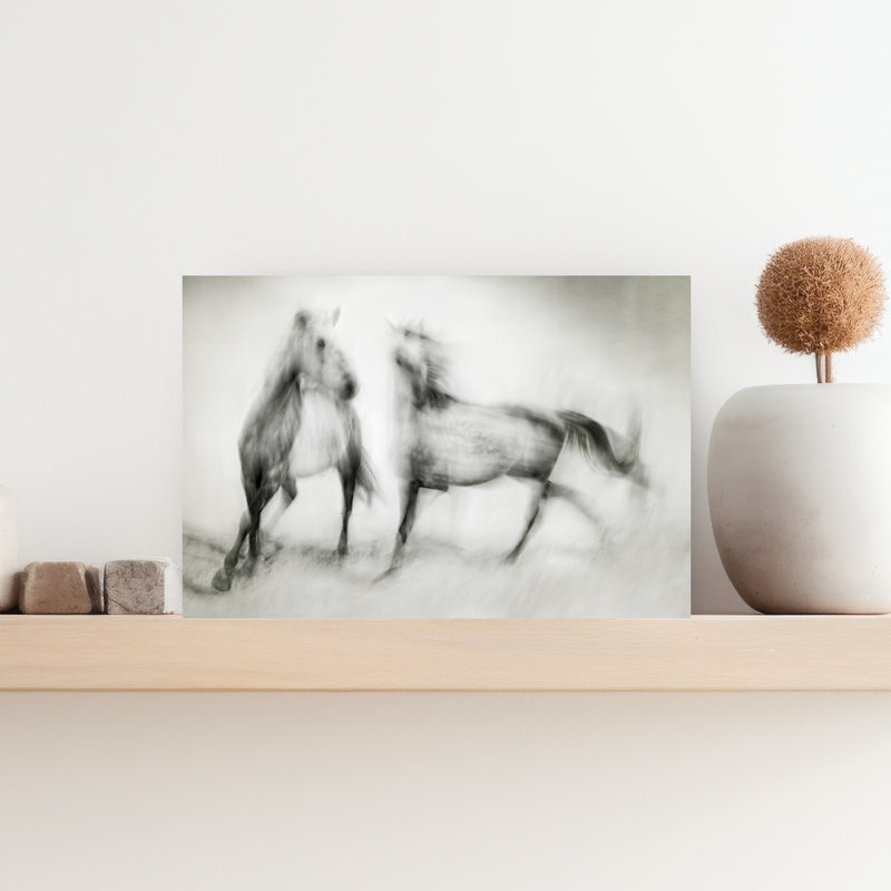 Chevaux sauvages en mouvement, art énergétique abstrait, 12" H x 18" W