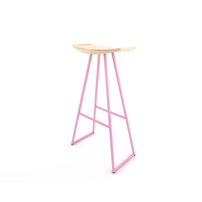 Robert Counter Stool with Metal Frame, Maple, Bar Stool (30" Seat Height), Pink