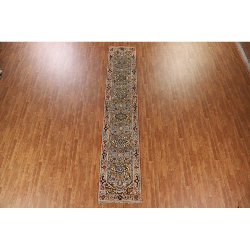 One-of-a-Kind 2'7" x 13'9" New Age Runner Wool Area Rug in Beige and Purple