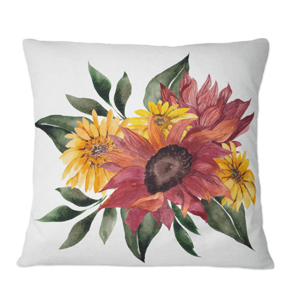 Round 3D Sunflower Throw Pillow Decorative Floral Accent Pillow Rosdorf Park Size: 14 H x 14 W x 14 D, Color: Pink