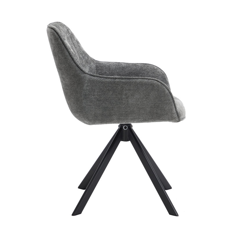 40cm H Upholstered Upholstered Back Side Chair (Set of 6), Dark Grey