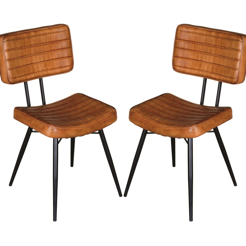 Chaises d'appoint en chameau 2 pièces 2 pièces avec structure en métal noir