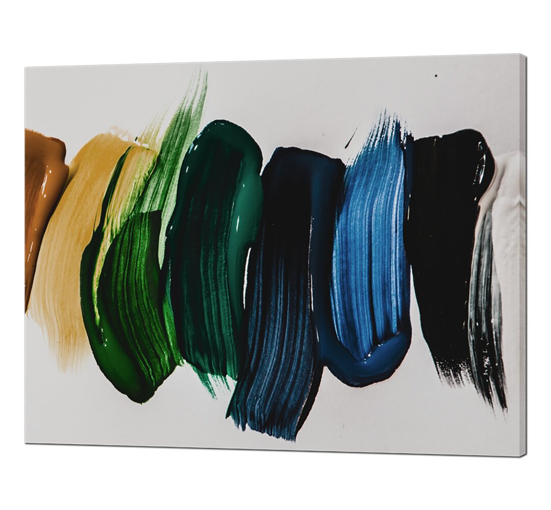 Color Oil Brush Stripes - Wrapped Canvas Graphic Art Print