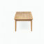 Causeuse d'extérieur en bois d'acacia avec table basse, structure en teck clair, coussin beige