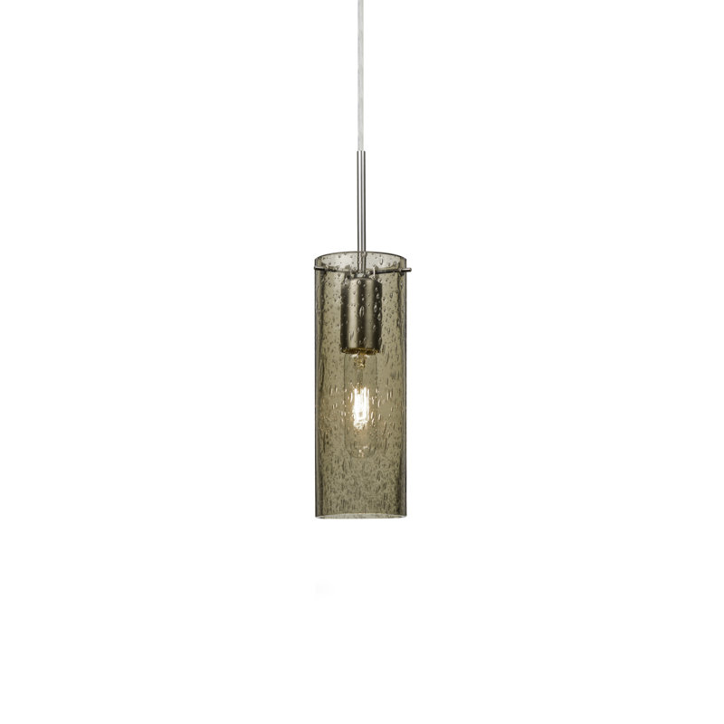 Cattalina 1 - Light Single Pendant, Satin Nickel, 10" H x 3.5" W x 3.5" D, Latte