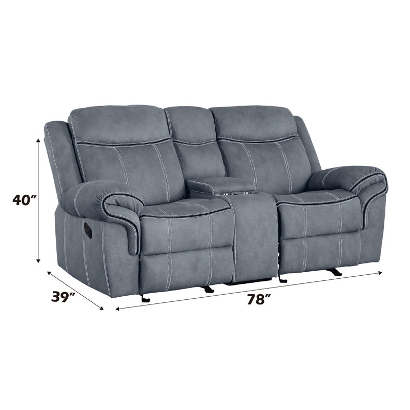 Zubaida Two Tone Gray Velvet 3PCS Recliner Living Room Set, Gray