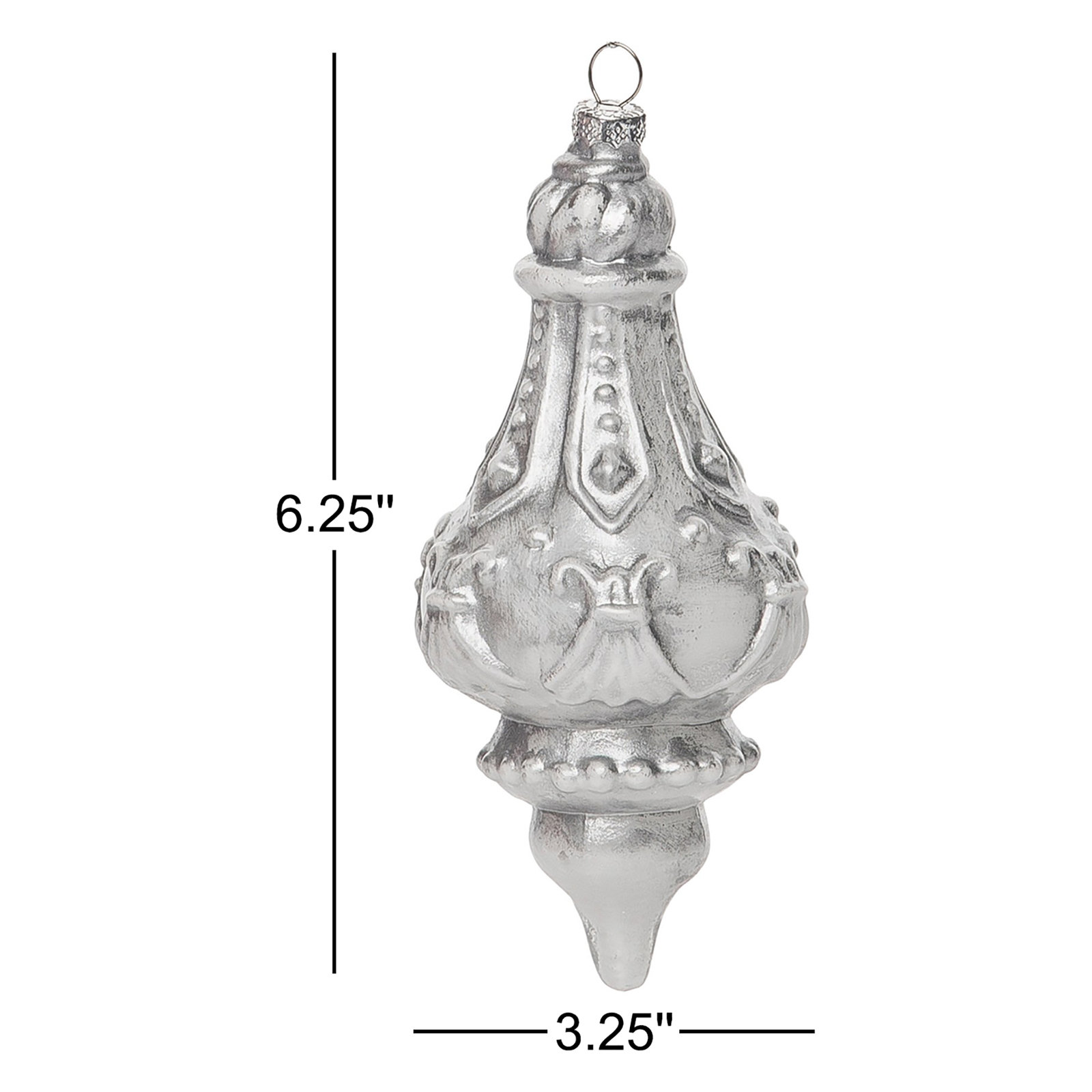 6.25'' Abstract Finial Ornament, Silver