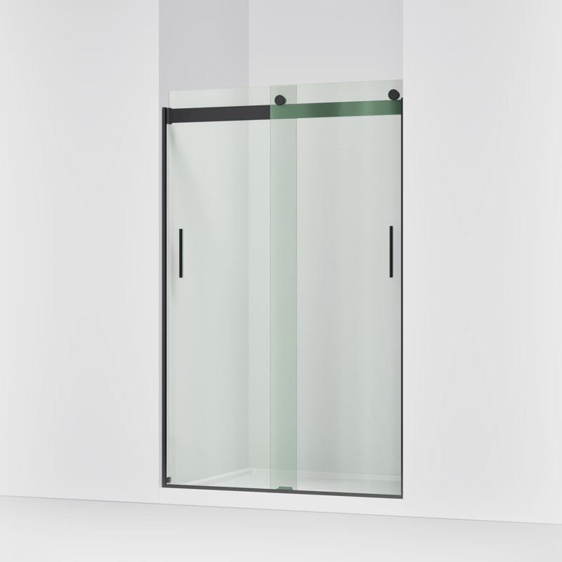 Levity 47.58" x 74" Bypass Shower Door with CleanCoat Technology, Matte Black, Crystal Clear