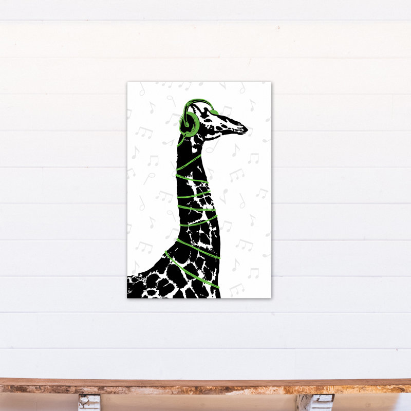 Girafe sur toile tendue, Vert, H 24 po x l 16 po x P 1,25 po