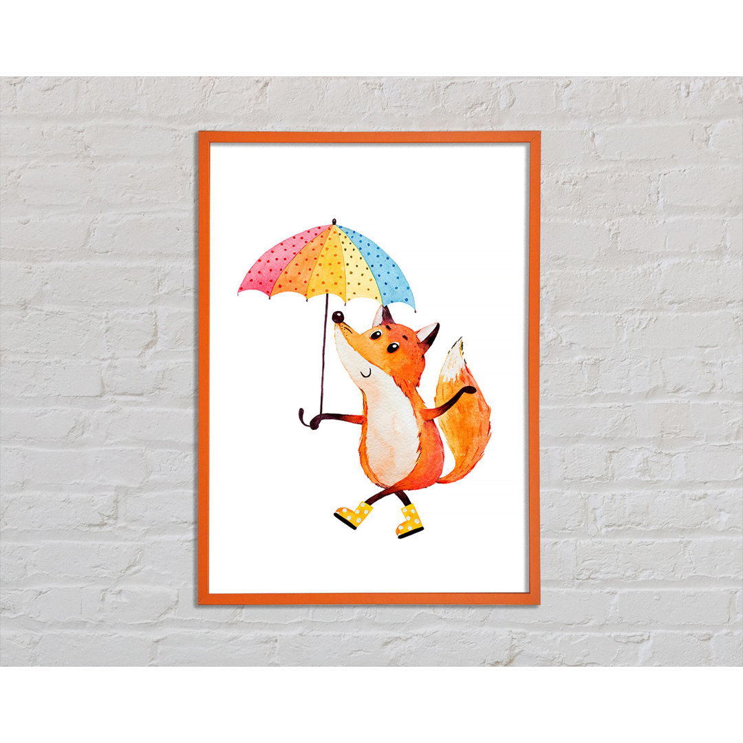 Goriun Foxy In The Rain - Einzelner Bilderrahmen Kunstdrucke