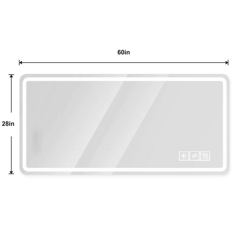Miroir de salle de bain à DEL 28 * 60 - Brouillard, finition, fonction d'économie d'énergie