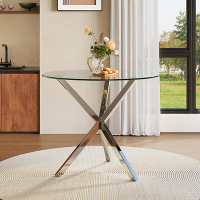 Denaro Round Dining Table with Iron Base
