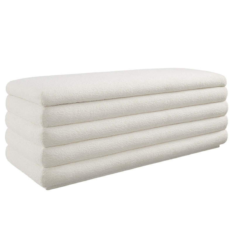 Cloud Boucle Upholstered Storage Bench with Channel Tufting
