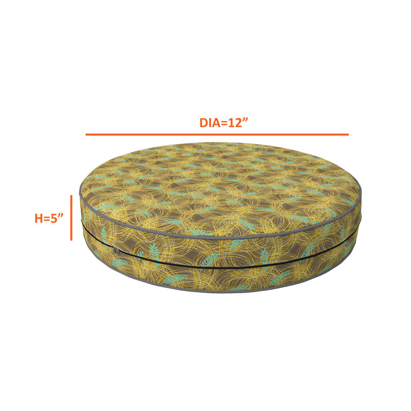 Decorative Indoor Outdoor Waterproof Round Cushion Cover, Patio Bar Stool UV Resistant Seat Cover, 12.7cm H x 30.5cm W