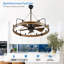 36" Rustic Wood Ceiling Fan with Light and Remote Wheel Ceiling Fan 6-speed Reversible DC Motor