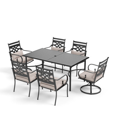 Salem 6 - Person Patio Dining Set with Rectangular Table , Cushions Included