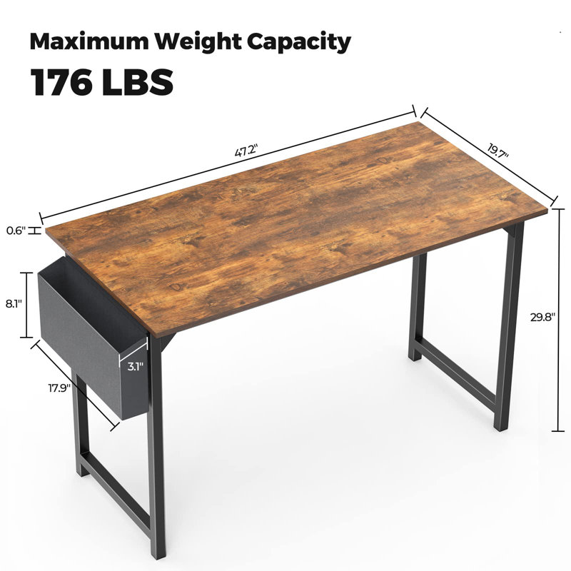 Mamoru Writing Desk, Rustic Brown, 29.8'' H x 47.2'' W x 19.7'' D