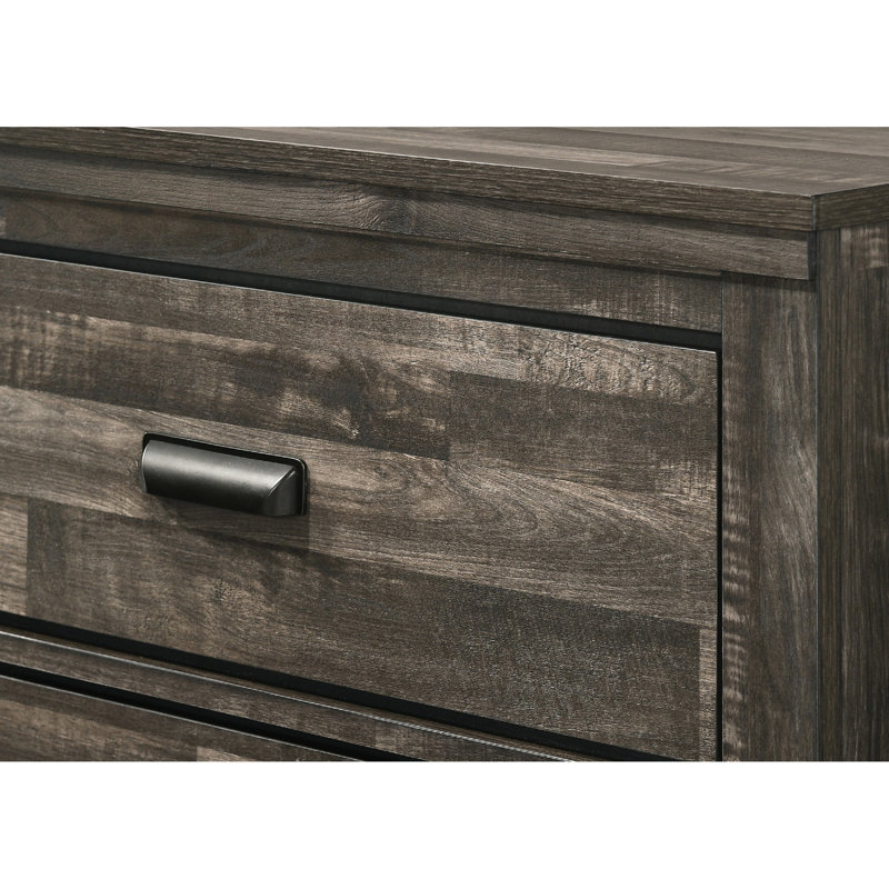 Élégante table de chevet 2 au fini brun avec poignée en métal noir et poignées pour la chambre à coucher, Brun
