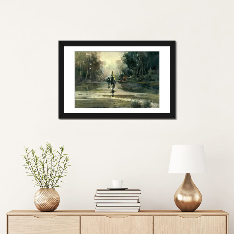 « creek » par ernest chiriacka, impression sur toile tendue, H 16 po x l 24 po x P 1 po, Papier d'art encadré noir, Blanc