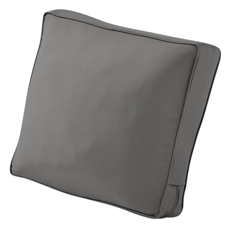 Coussin de dossier extérieur Montlake, H 20 po x l 19 po x P 4 po, Polyester gris anthracite clair