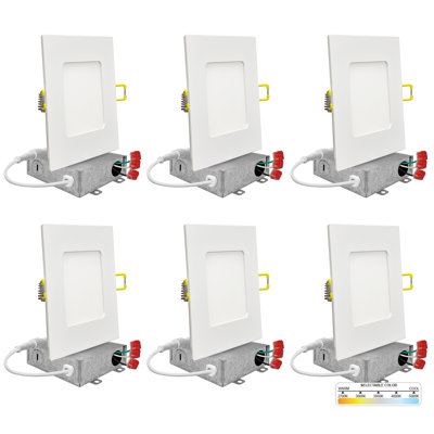 4'' Selectable Color Temperature 9 Watt Dimmable Air-Tight IC Rated LED Canless Recessed Lighting Kit