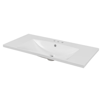 Plateau de meuble-lavabo en céramique blanc 36 po avec lavabo intégré et 3 trous pour robinet central 4 po