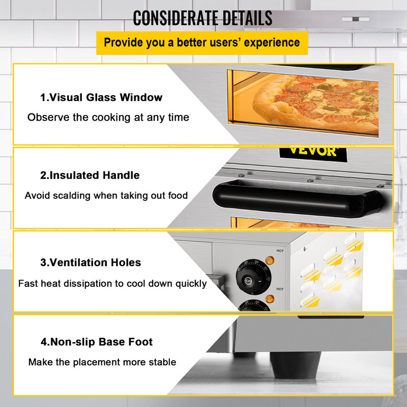 VEVOR Stainless Steel Electric Commercial Countertop Pizza Oven