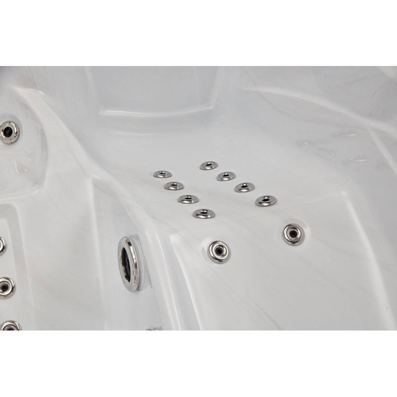 Gray Acrylic 3-Person Rectangular Hot Tub with LED Lighting