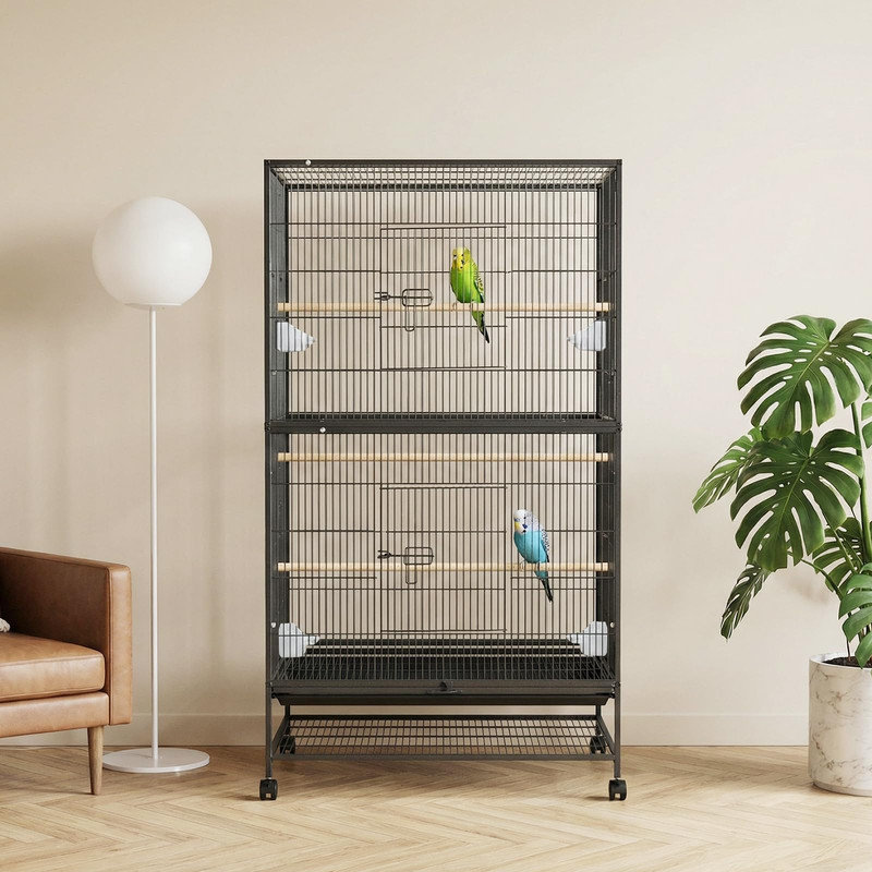 Grande cage à oiseaux de 60 po avec support, grande volière en métal pour ara, perruches et cockatiel