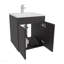 Meuble-lavabo de salle de bain 45 Meka, avec deux tiroirs et une tablette ouverte, noir