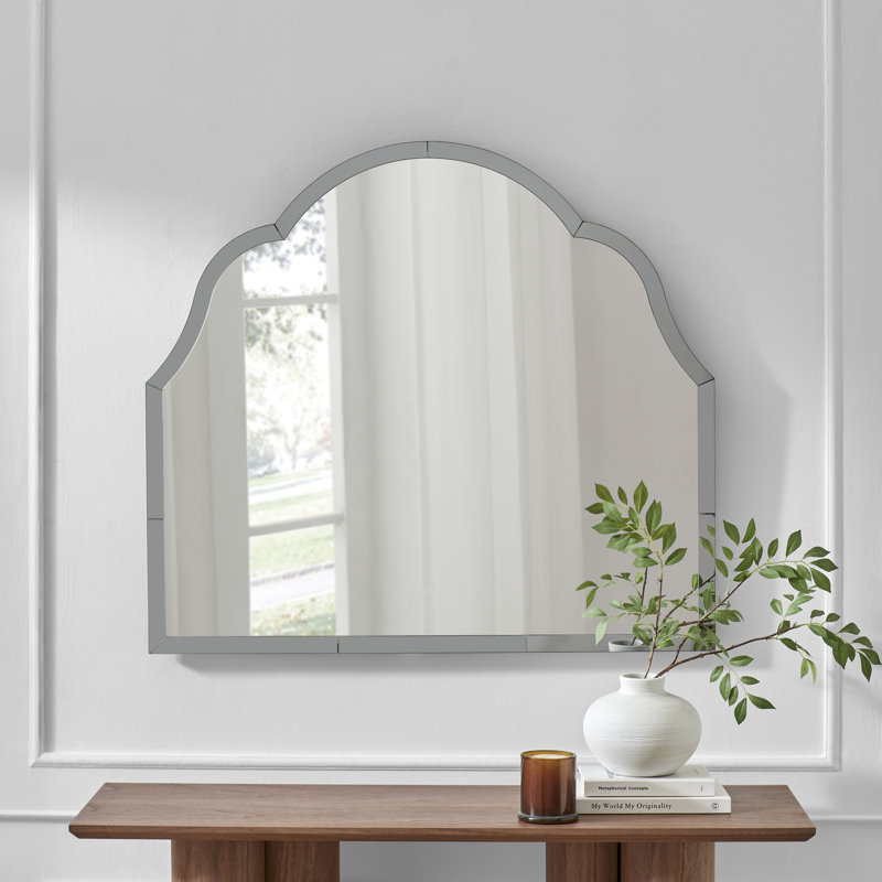 Weippe Glass Arch Mirror, Grey