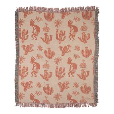 Jeté tissé manuel 60 po x 50 po Kokopelli