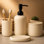 Ensemble d'accessoires de salle de bain en céramique 4 pièces - Salle de bain moderne scandinave neutre