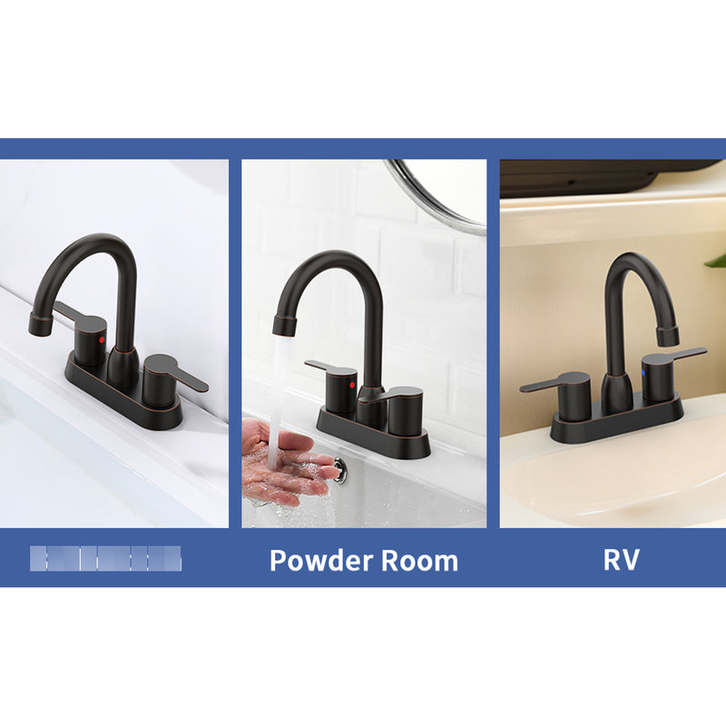 Oil Rubbed Bronze Rv Bathroom Faucet With 2 Handles. Modern Sink For 2/3 Hole. Solid Brass Plastic Construction, Stainless Steel 30 Minutes Installation Method Procedure