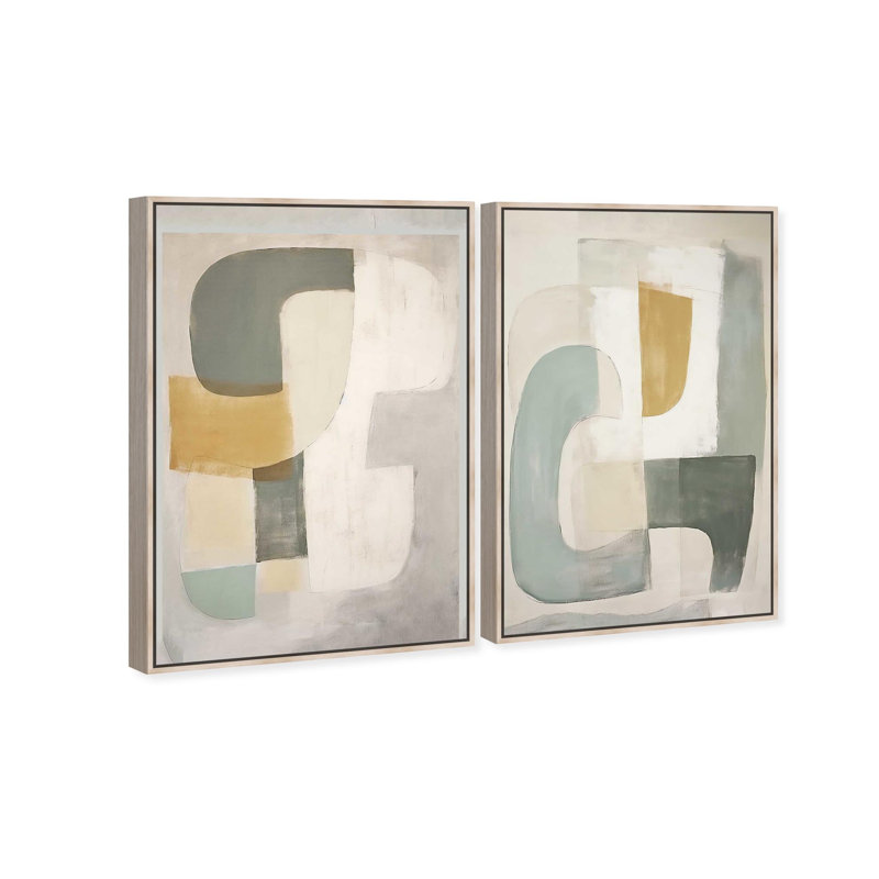 Oliver Gal Sunny Side Magnets Set Abstract - Heavy Gel Top Coat Framed Canvas Art, Cream, 37" H x 25" W