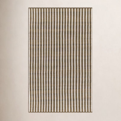 Acerra Brown Hand-Woven Striped Outdoor Rug